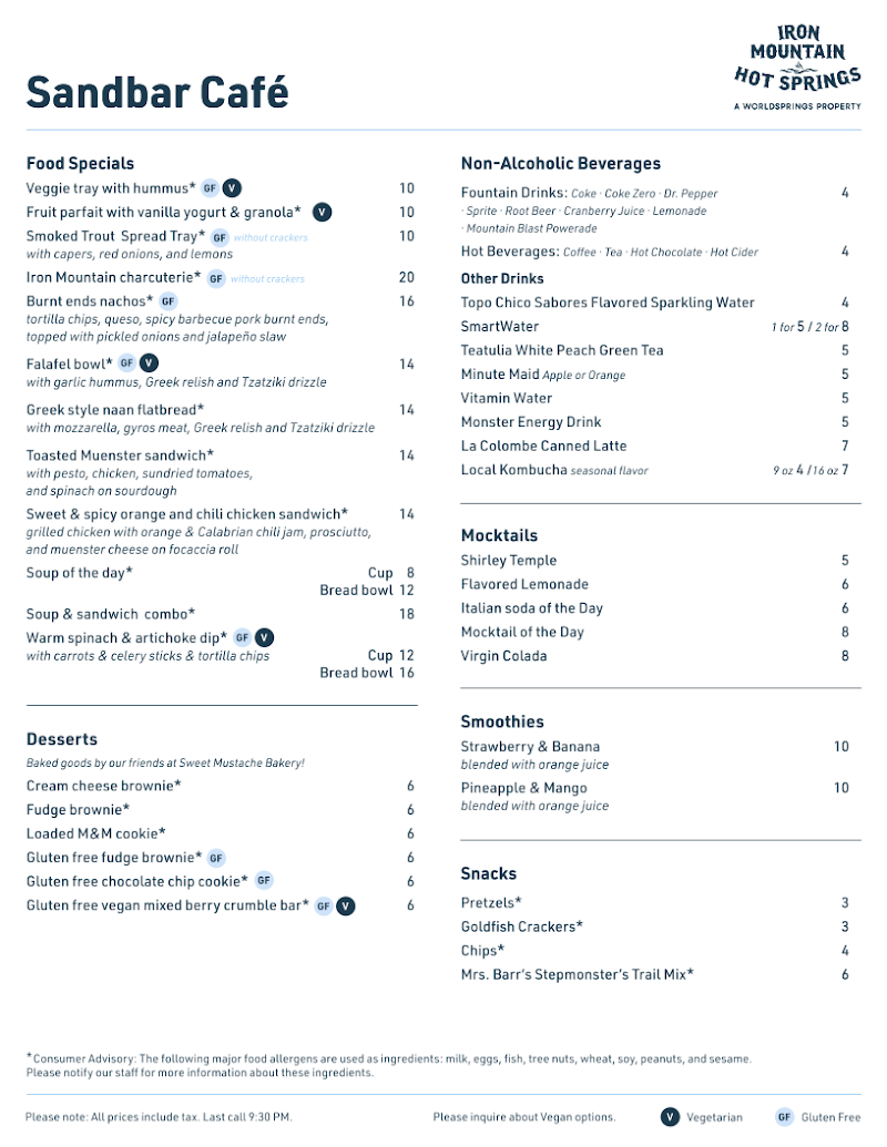 Sandbar cafe - iron mountain hot springs