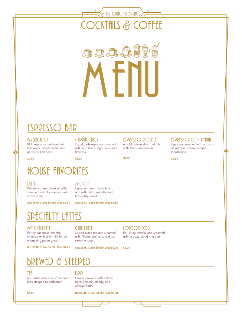 The Historic Florence Cocktails & Coffee